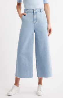 BOSS Sorecerous Raw Hem Crop Wide Leg Jeans