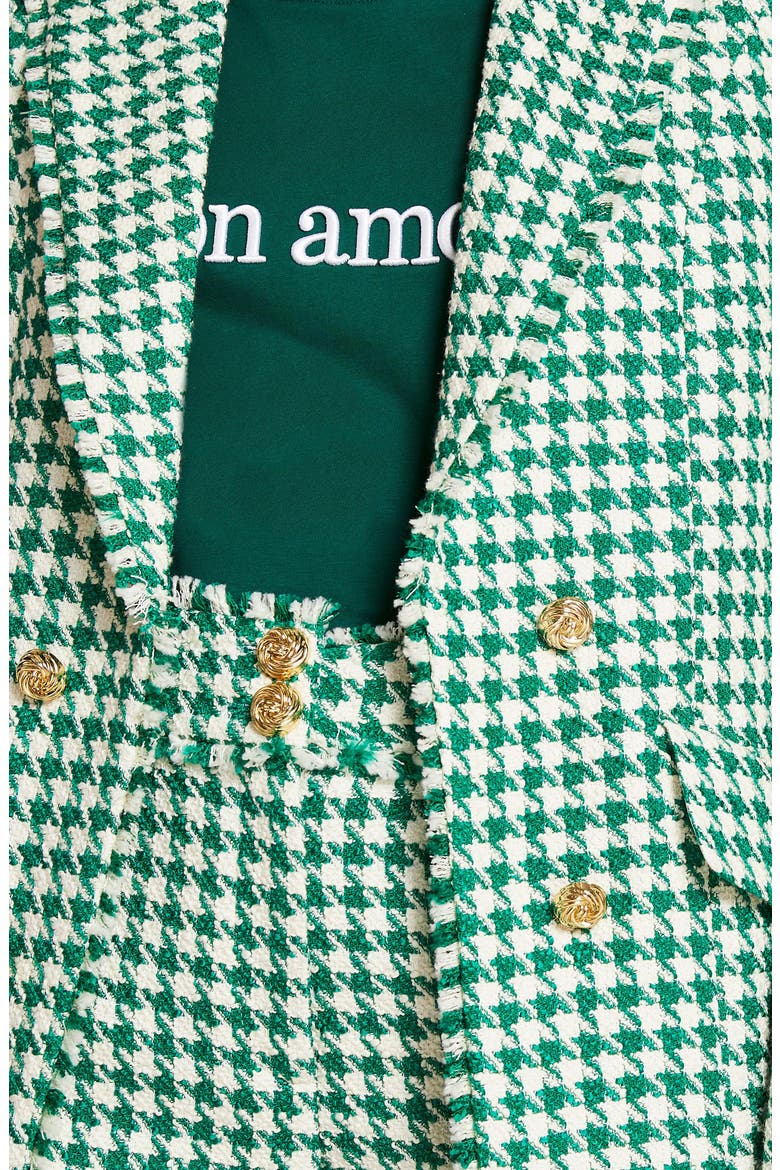 Gingham Bouclé Blazer, Alternate, color, GREEN