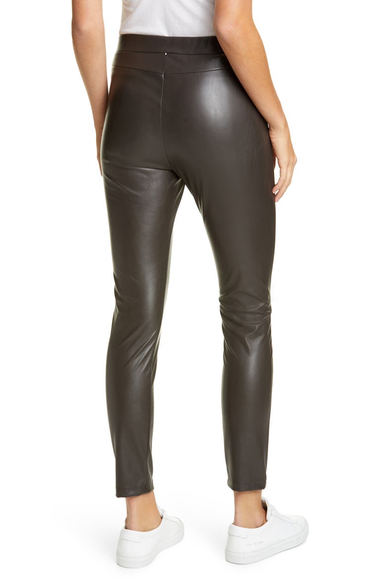 Faux Leather Leggings, Alternate, color, DARK BOWN