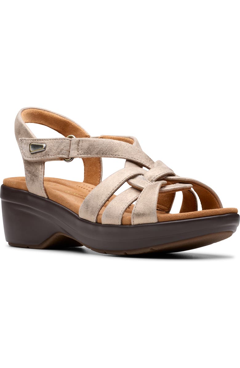 Clarks<sup>®</sup> Tuleah Cross Sandal, Main, color, Metallic Leather
