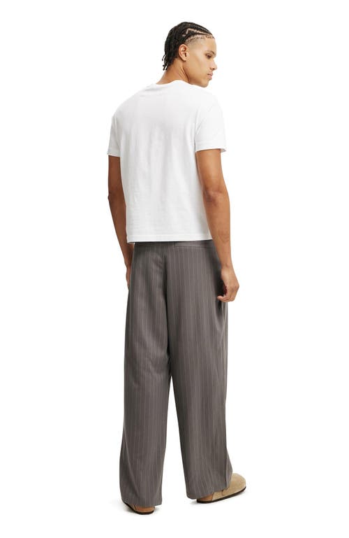Shop Cotton On Super Baggy Pleated Pant In Charcoal Pinstripe