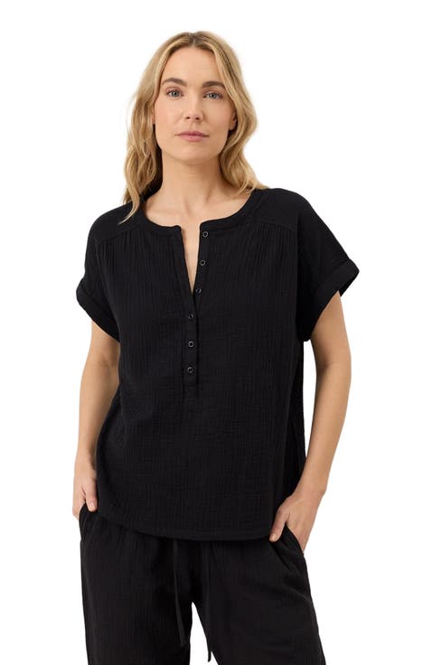 Organic Cotton Coastal Double Gauze Short Sleeve Popover