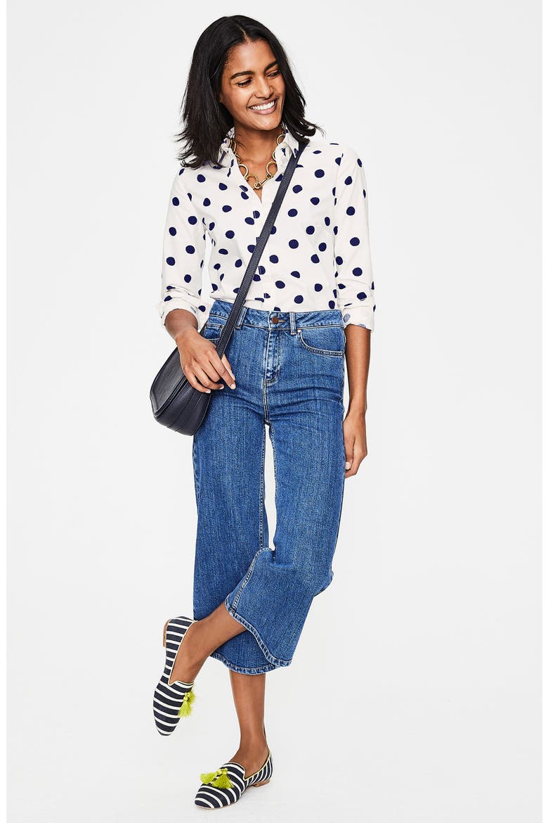 Print Shirt, Alternate, color, IVORY/ NAVY SPOT