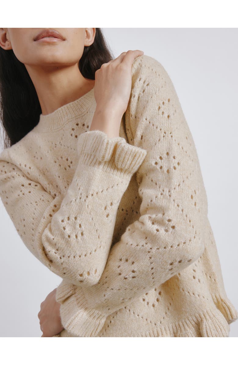 Albaray Pointelle Ruffle Sweater, Alternate, color, Cream