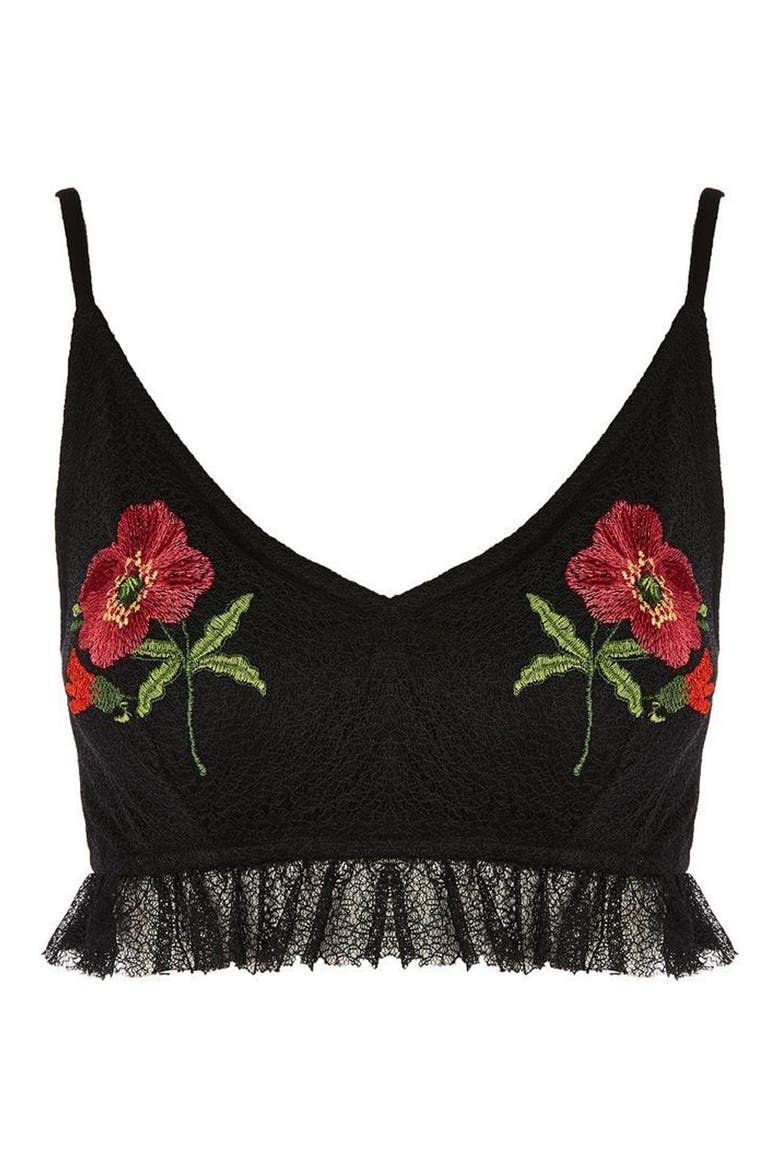 Floral Lace Bralet, Alternate, color, BLACK MULTI