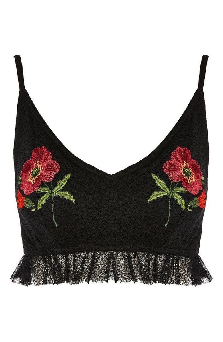 Topshop Floral Lace Bralet, Alternate, color,