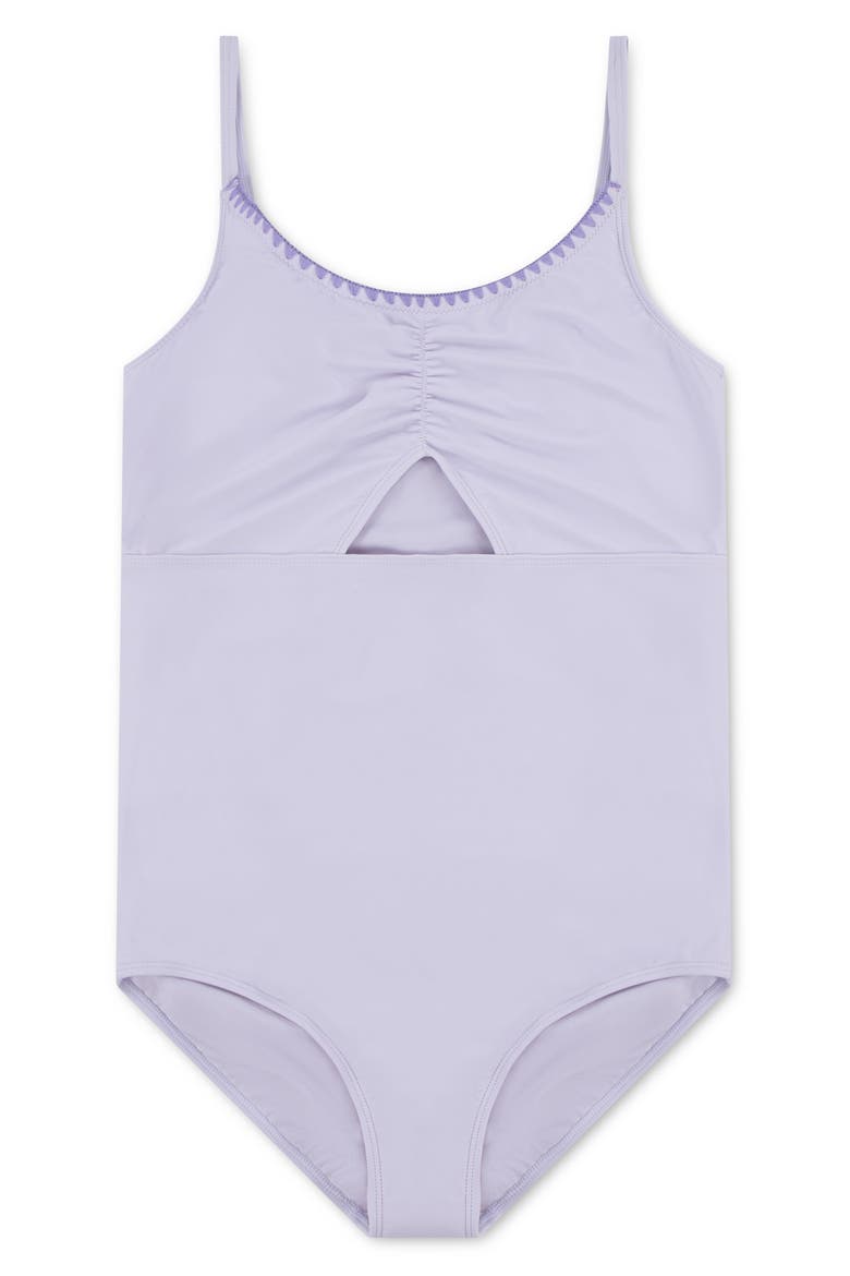 Kids' Cinched Cutout One-Piece Swimsuit, Main, color, ORCHID PETAL