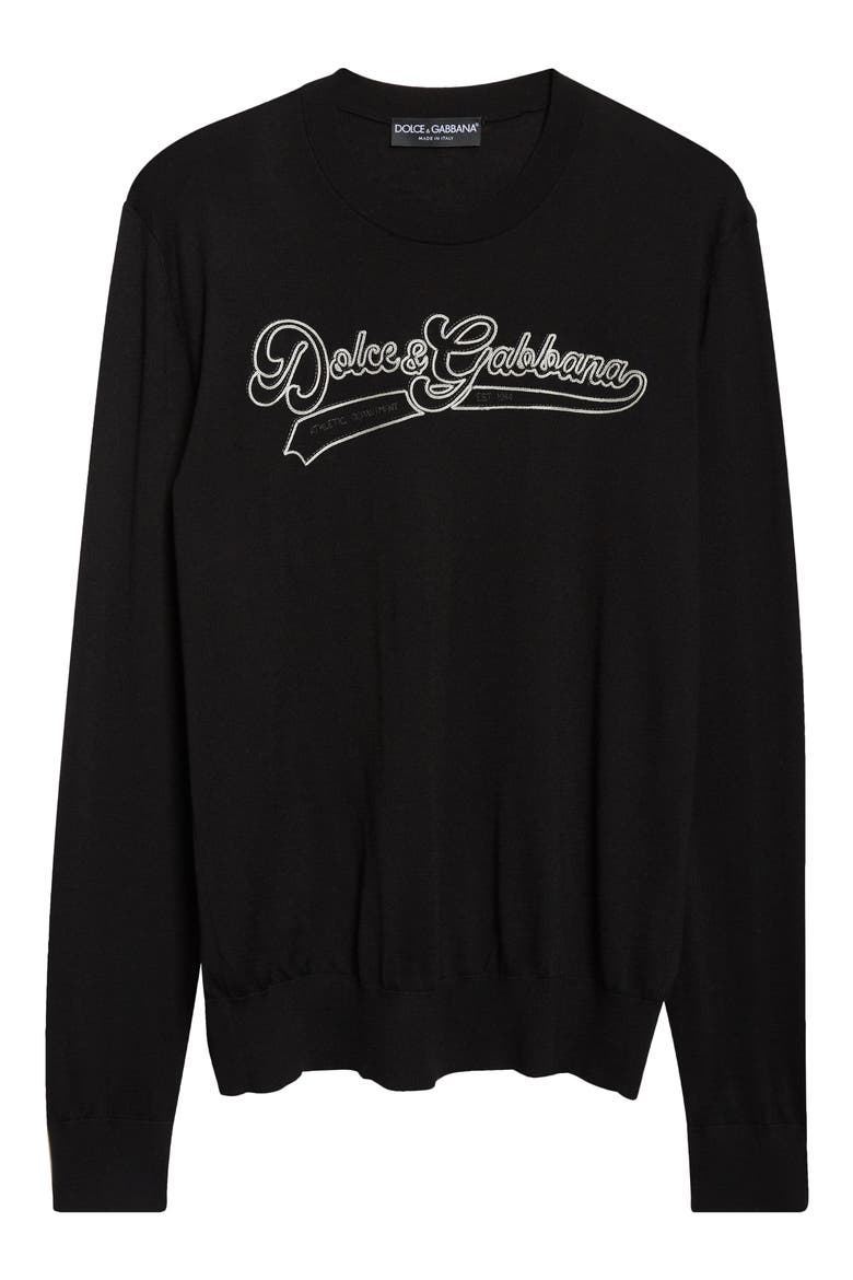 Long Sleeve Wool Crewneck T-Shirt, Alternate, color, NERO