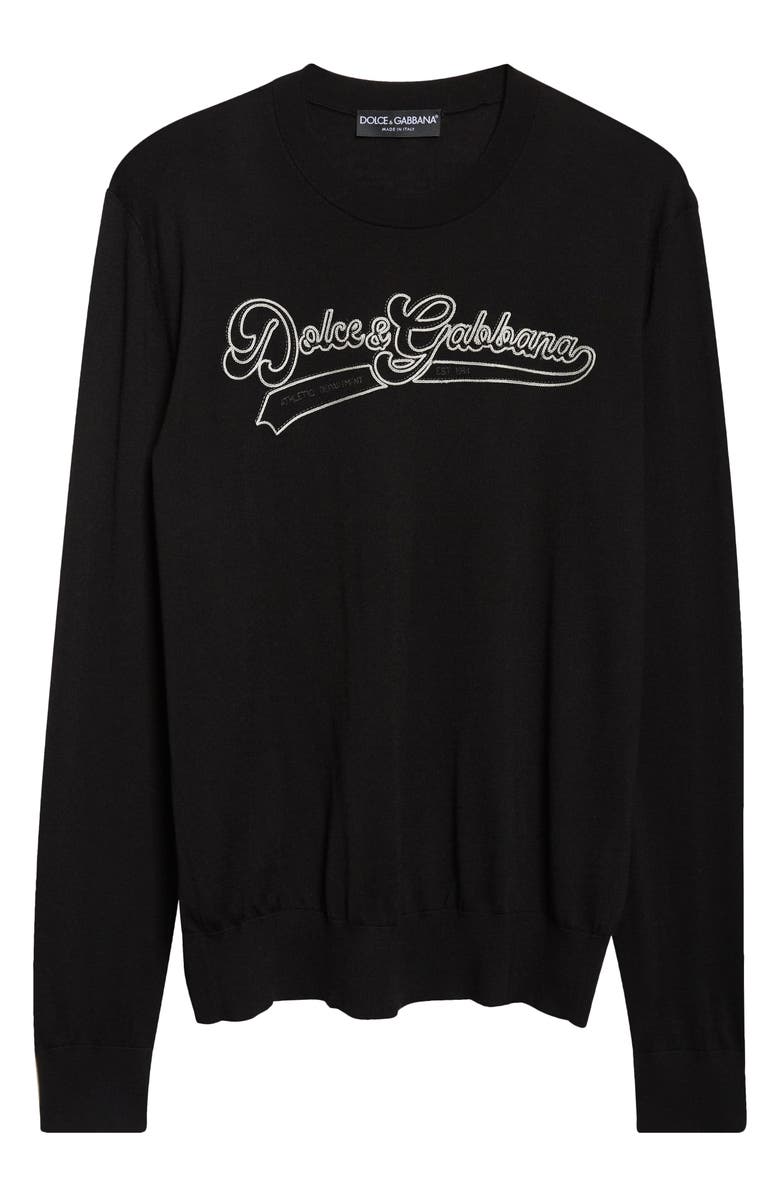 Dolce&Gabbana Long Sleeve Wool Crewneck T-Shirt, Main, color, Nero