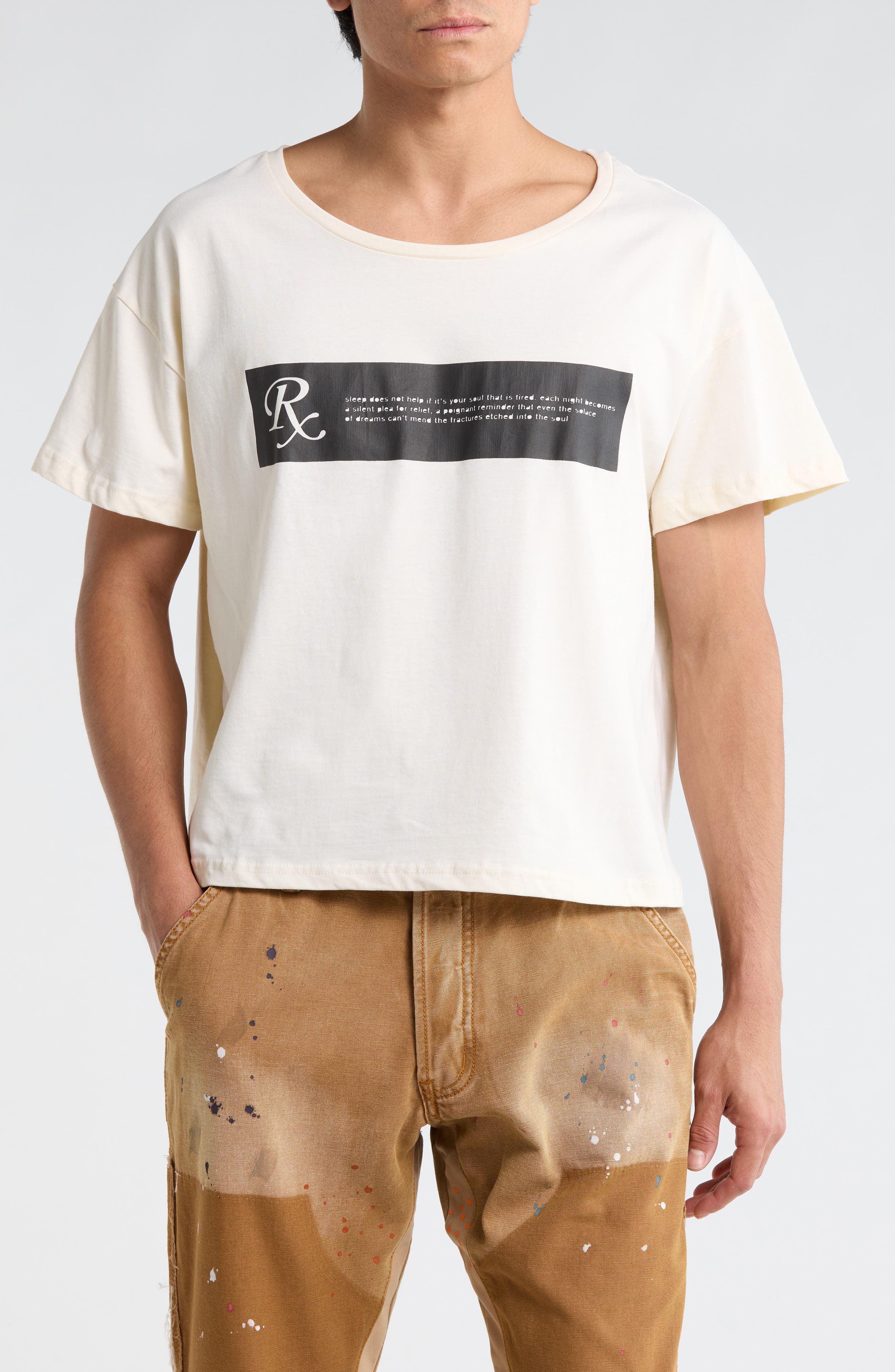 mnml Distressed Wide Crewneck Graphic T-Shirt