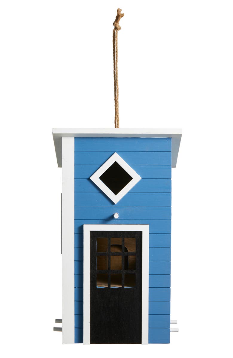 Glitzhome Modern Functional and Decorative Solid Wood White Outdoor Garden Birdhouse, Alternate, color, Blue