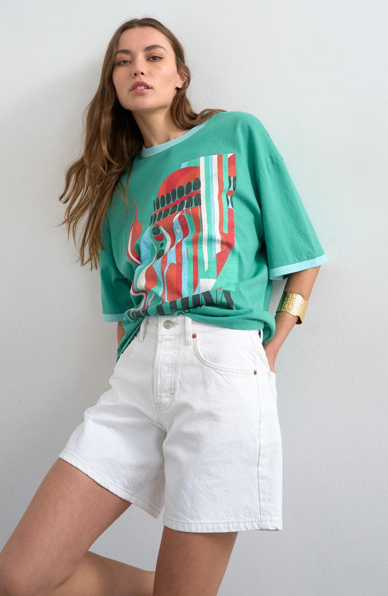 Topshop Editor Mid Rise Denim Shorts, Alternate, color, White