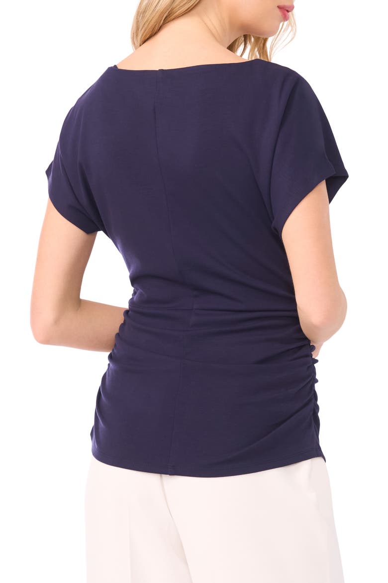 Shirred Dolman Short Sleeve Ponte Top, Alternate, color, CLASSIC NAVY