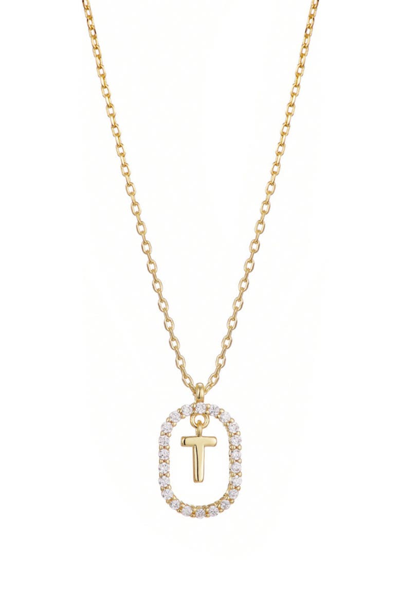 Floating Letter Initial Cubic Zirconia Pendant Necklace, Main, color, GOLD-T
