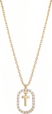 Adornia Floating Letter Initial Cubic Zirconia Pendant Necklace