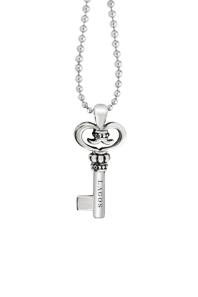 Sterling Silver Key Long Strand Pendant Necklace, Main, color, KEY