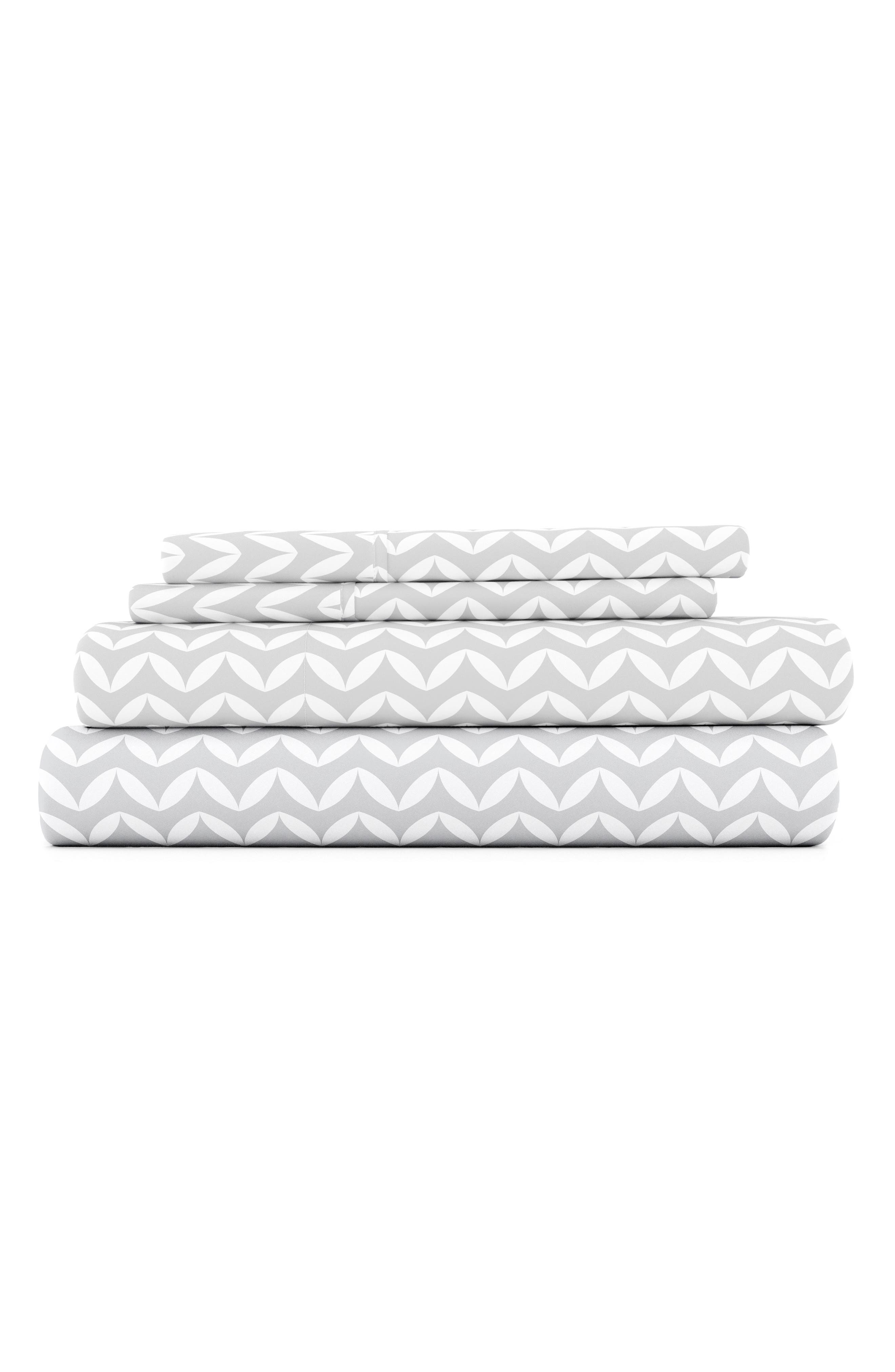 HOMESPUN HOME SPUN Premium Ultra Soft Puffed Chevron Pattern 4-Piece Bed Sheet Set