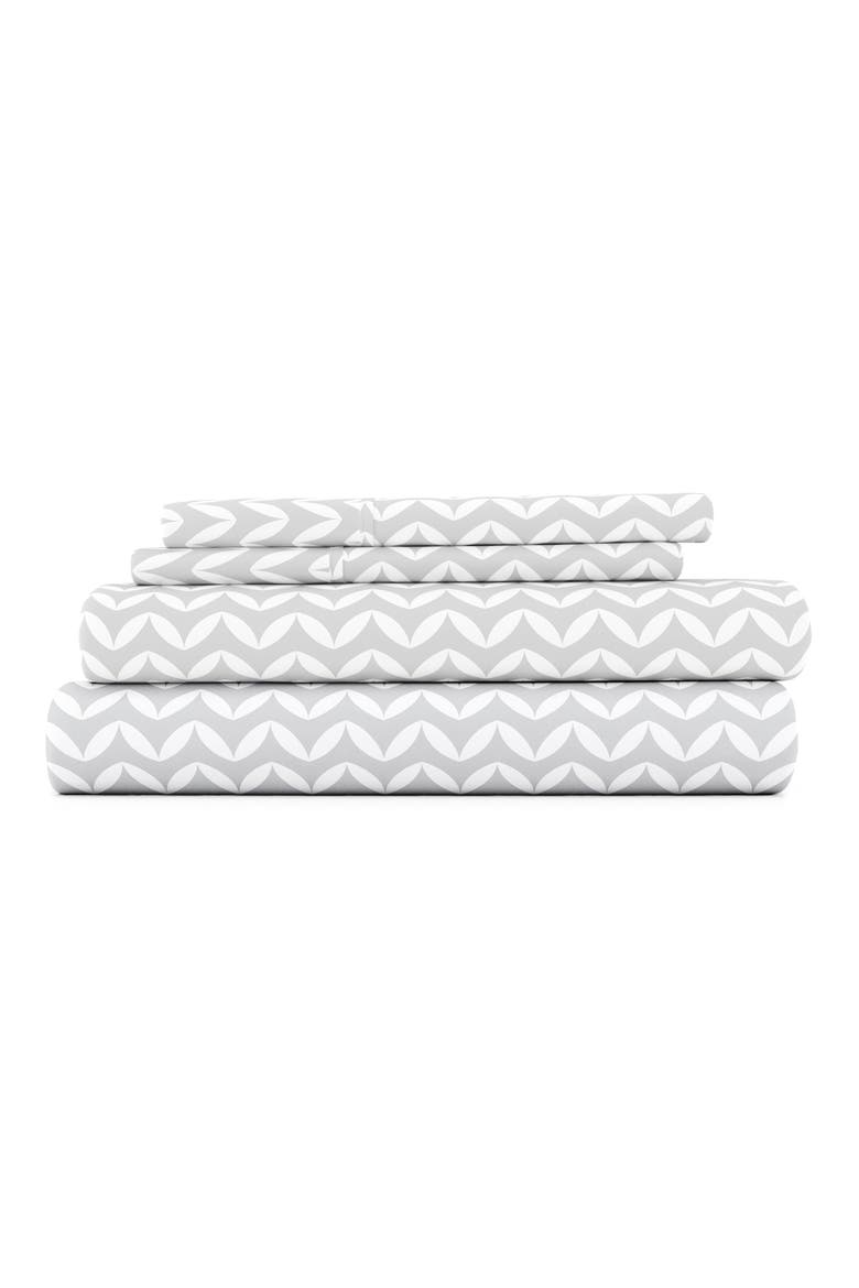 Premium Ultra Soft Puffed Chevron Pattern 4-Piece Bed Sheet Set, Main, color, LIGHT GRAY