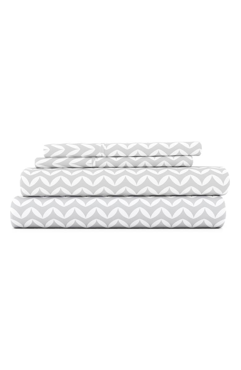 HOMESPUN HOME SPUN Premium Ultra Soft Puffed Chevron Pattern 4-Piece Bed Sheet Set, Main, color, Light Gray