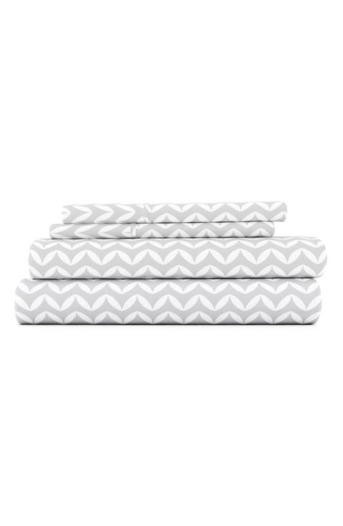 HOME SPUN Premium Ultra Soft Puffed Chevron Pattern 4-Piece Bed Sheet Set