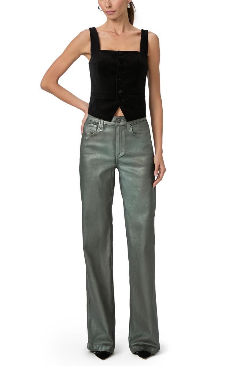 PAIGE Leenah Coated High Waist Wide Leg Jeans, Alternate, color, Mystical Green Luxe Coating