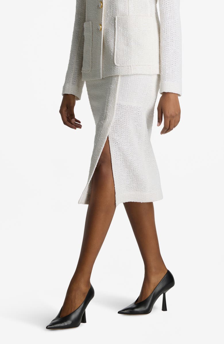 ST. JOHN Open Weave Tweed Skirt, Alternate, color, Ivory