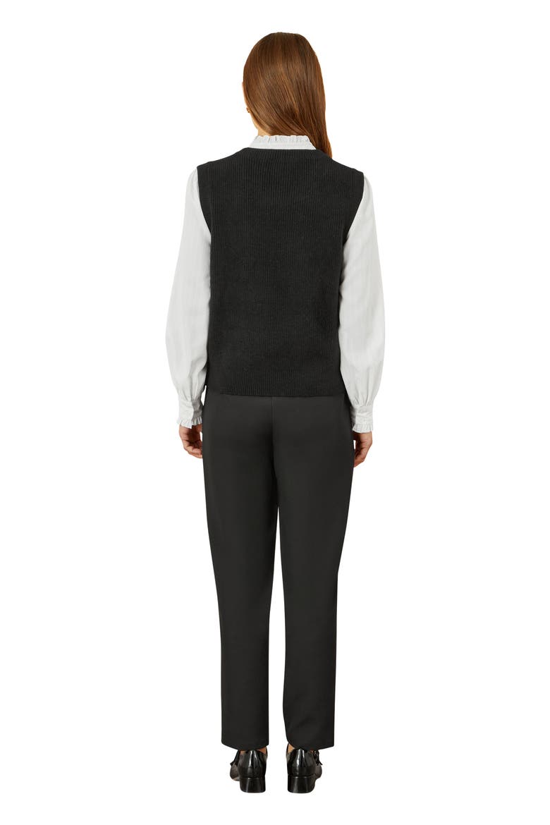 Knitted Floral Sleeveless Sweater Vest, Alternate, color, Black
