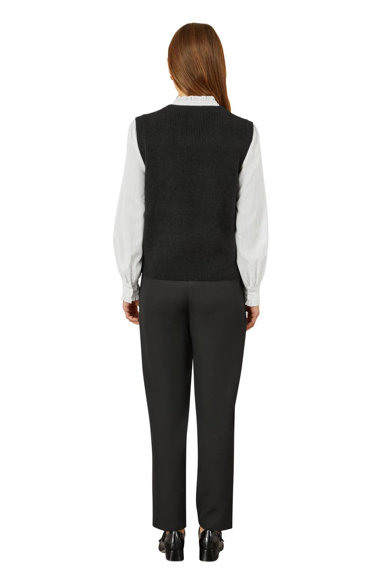 Yumi Knitted Floral Sleeveless Sweater Vest, Alternate, color, Black