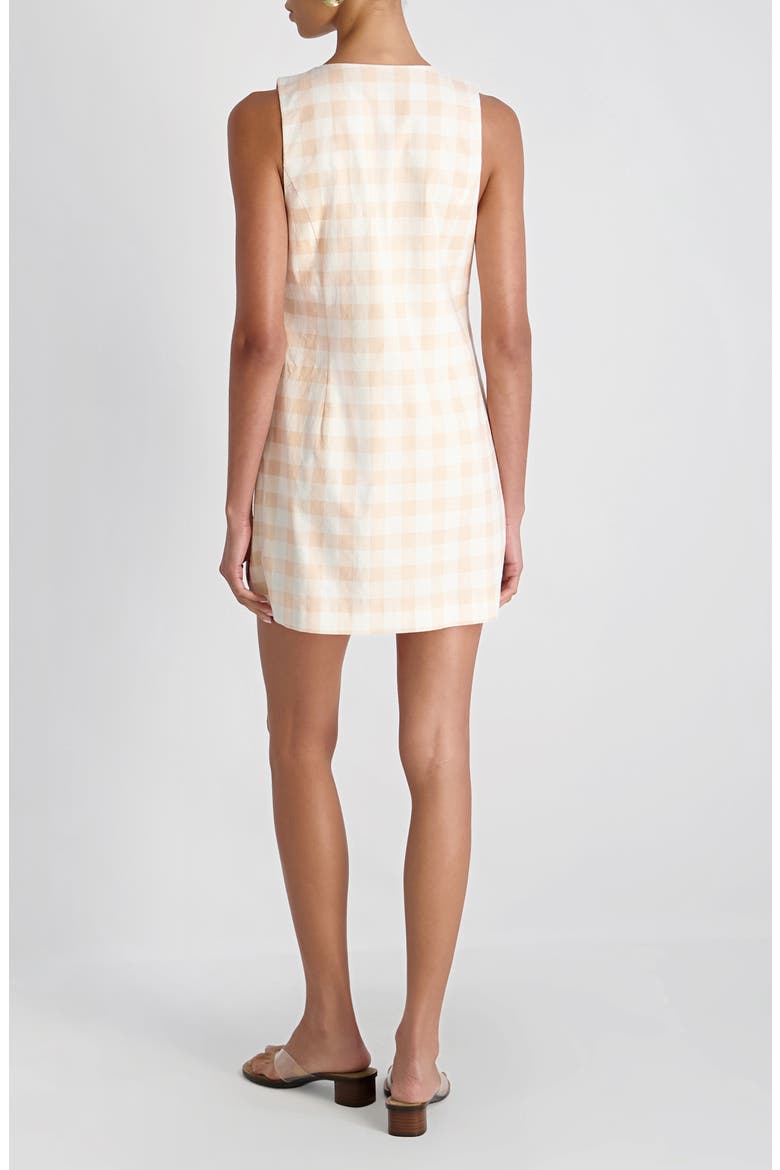 Gingham Linen Blend Minidress, Alternate, color, SEASHELL GHINGHAM
