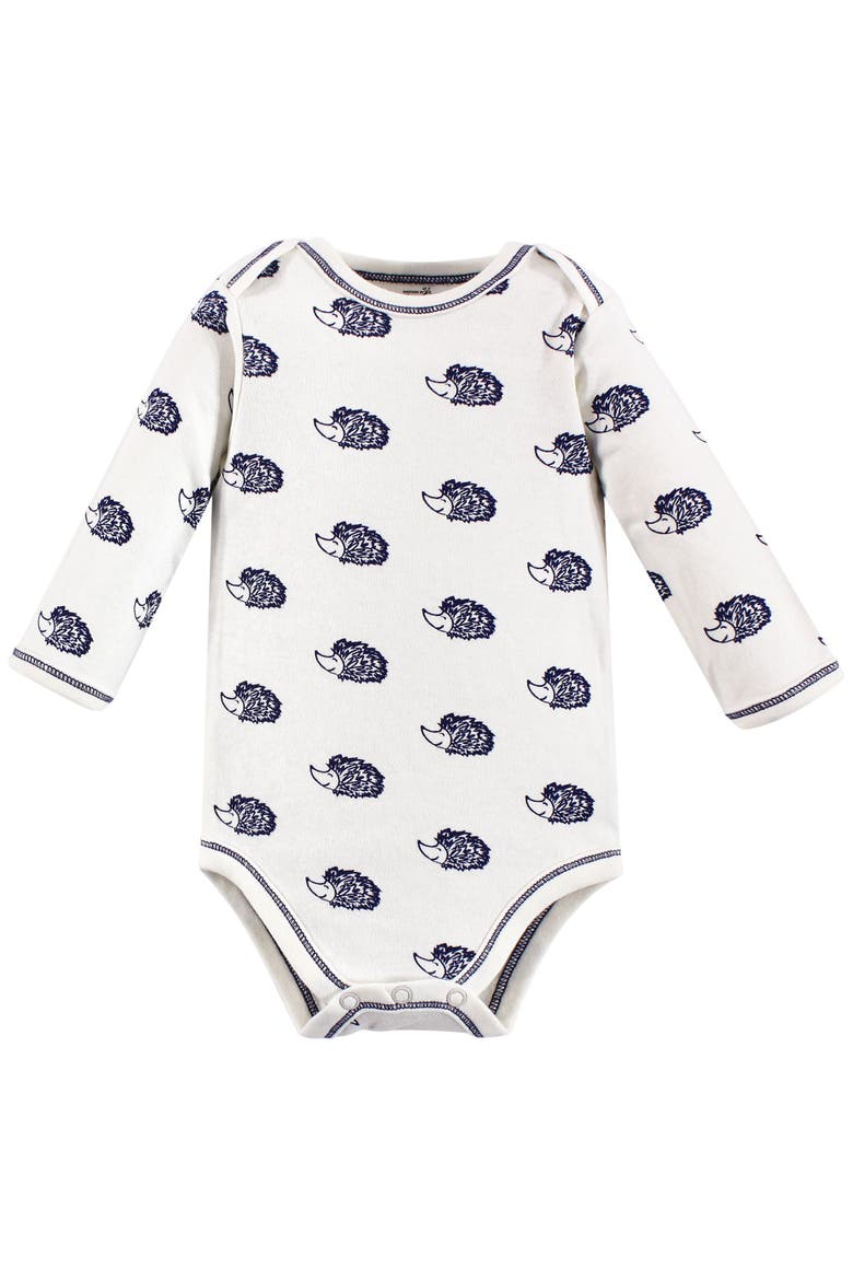 Organic Cotton Long-sleeve Bodysuits, Alternate, color, Hedgehog