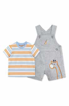 Little Me Stripe T-Shirt & Giraffe Shortall Set