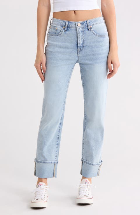 High Waist Cuffed Hem Jeans