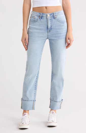 High Waist Cuffed Hem Jeans