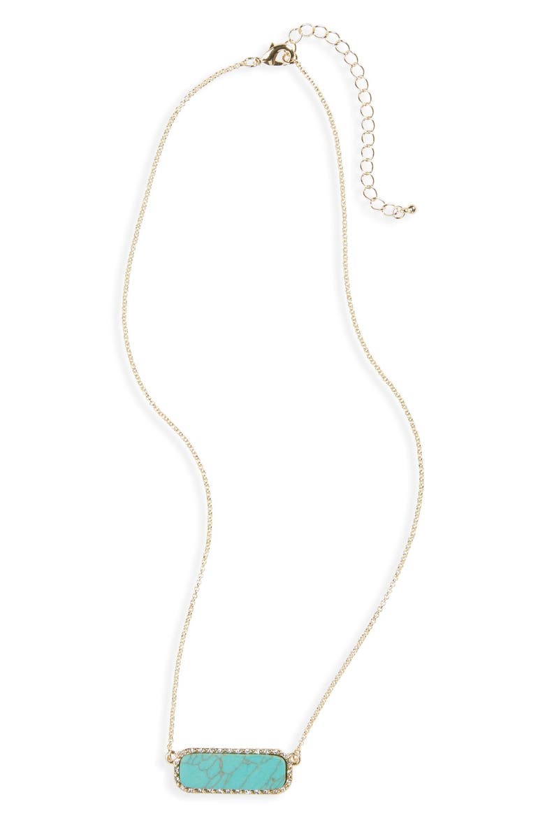 Rose Quartz Pendant Necklace, Main, color, TURQUOISE/ GOLD