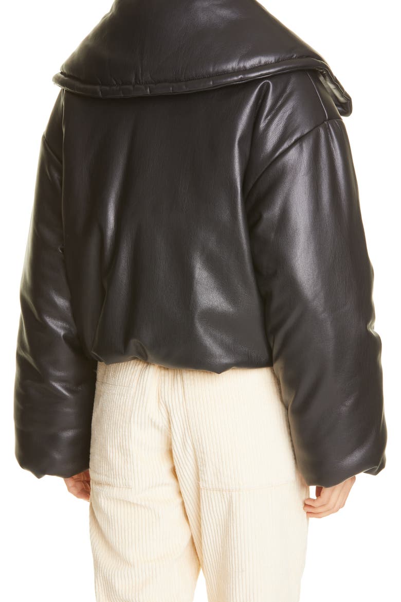 Jamie Faux Leather Puffer Jacket, Alternate, color, BLACK