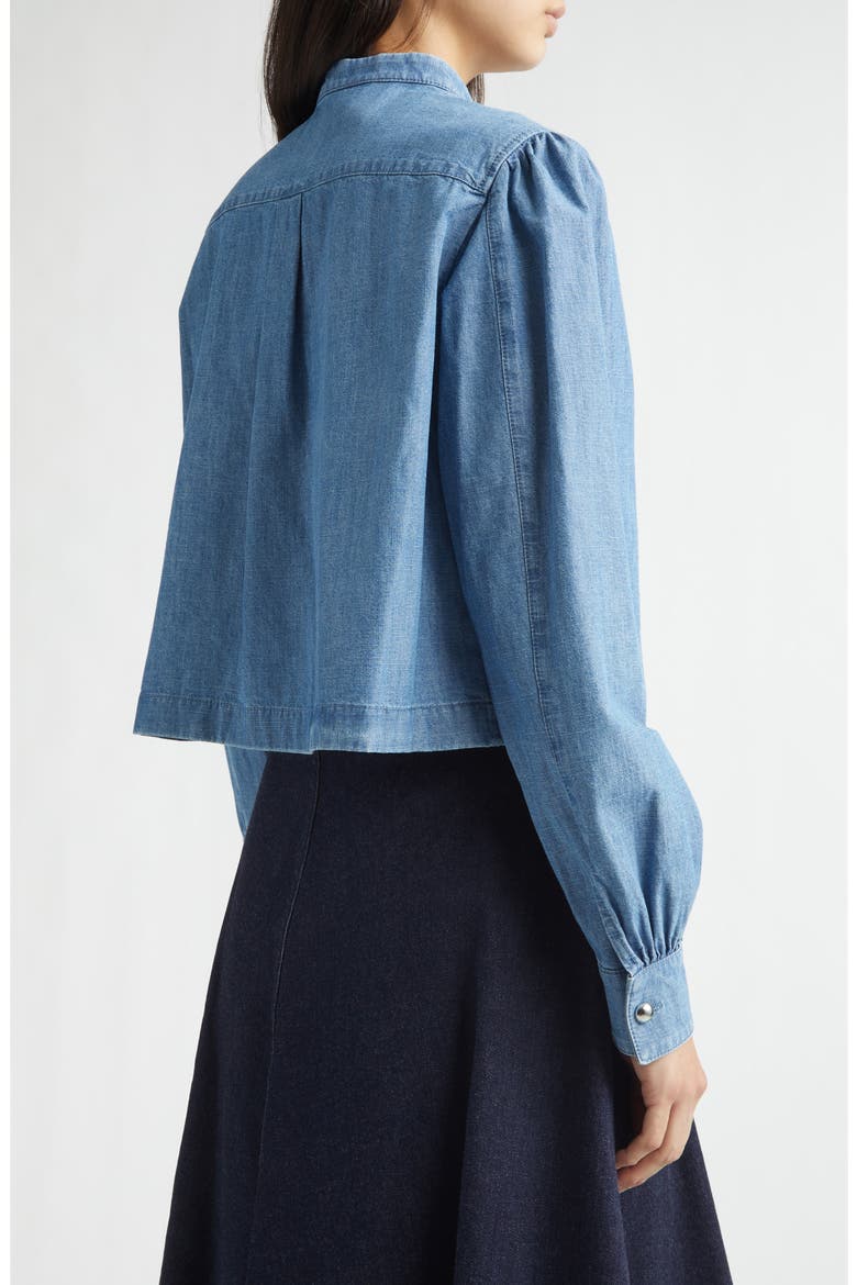 Margot Crop Chambray Top, Alternate, color, INDIGO