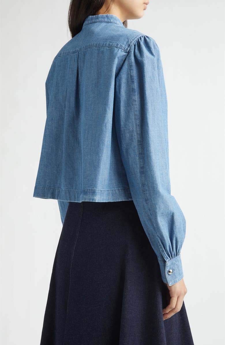 Altuzarra Margot Crop Chambray Top, Alternate, color, Indigo