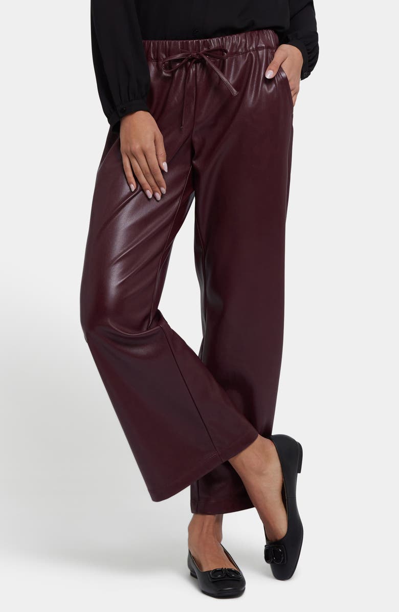 NYDJ Wide Leg Faux Leather Pants, Main, color, Tavern