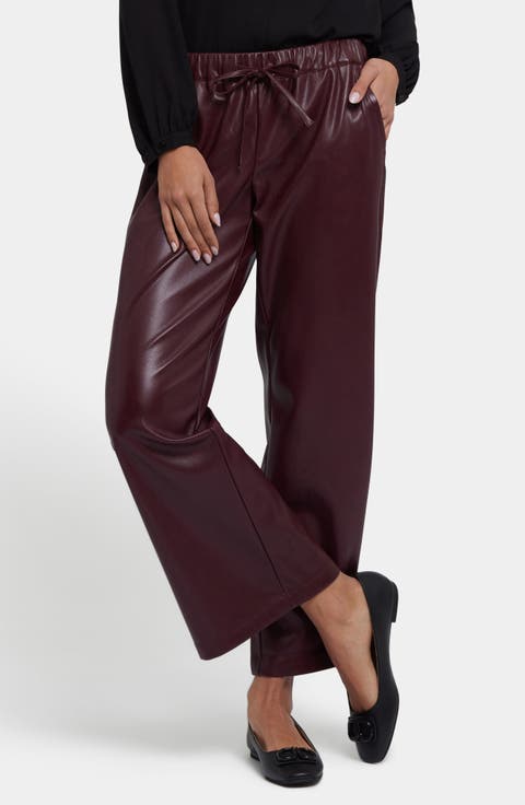 Wide Leg Faux Leather Pants