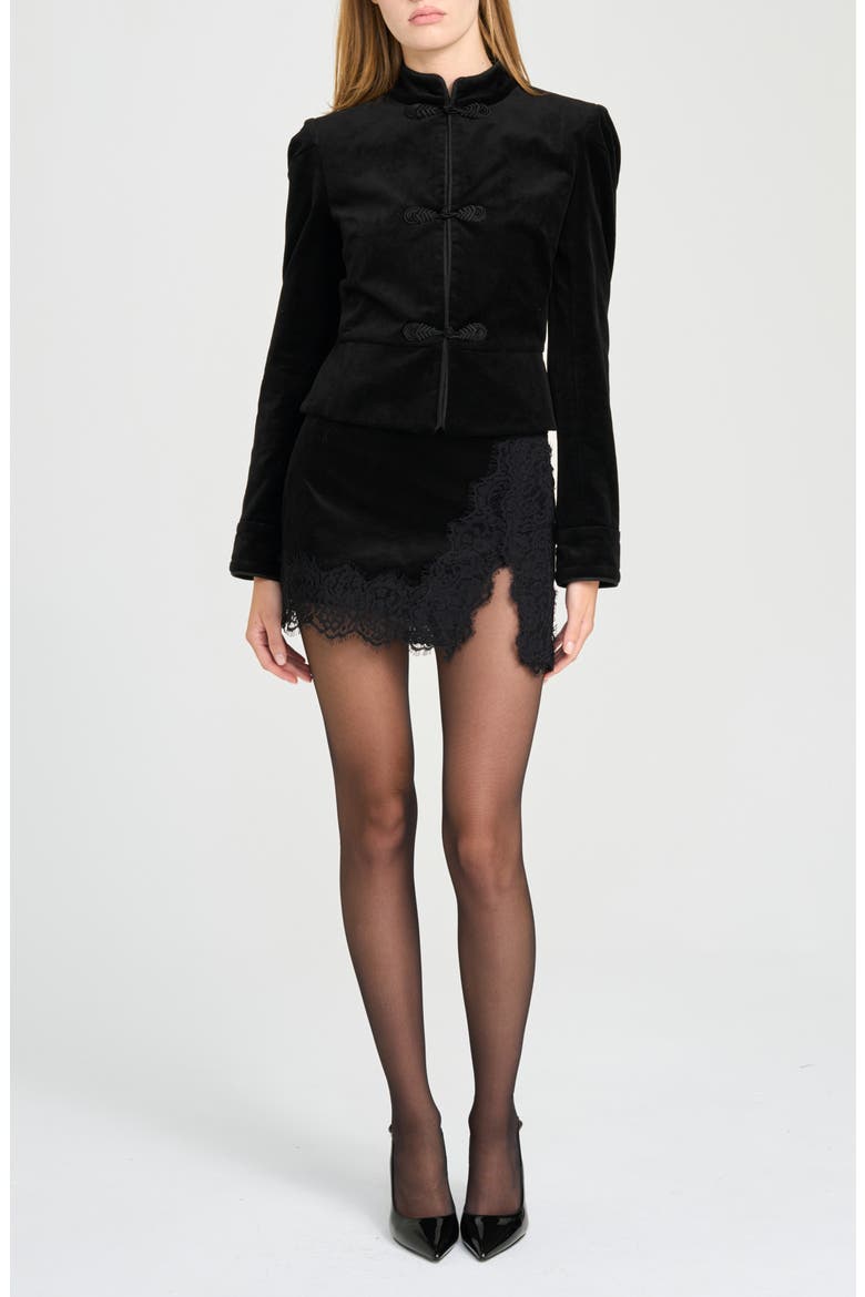 x Rose Lola Rose Velveteen Jacket, Alternate, color, BLACK