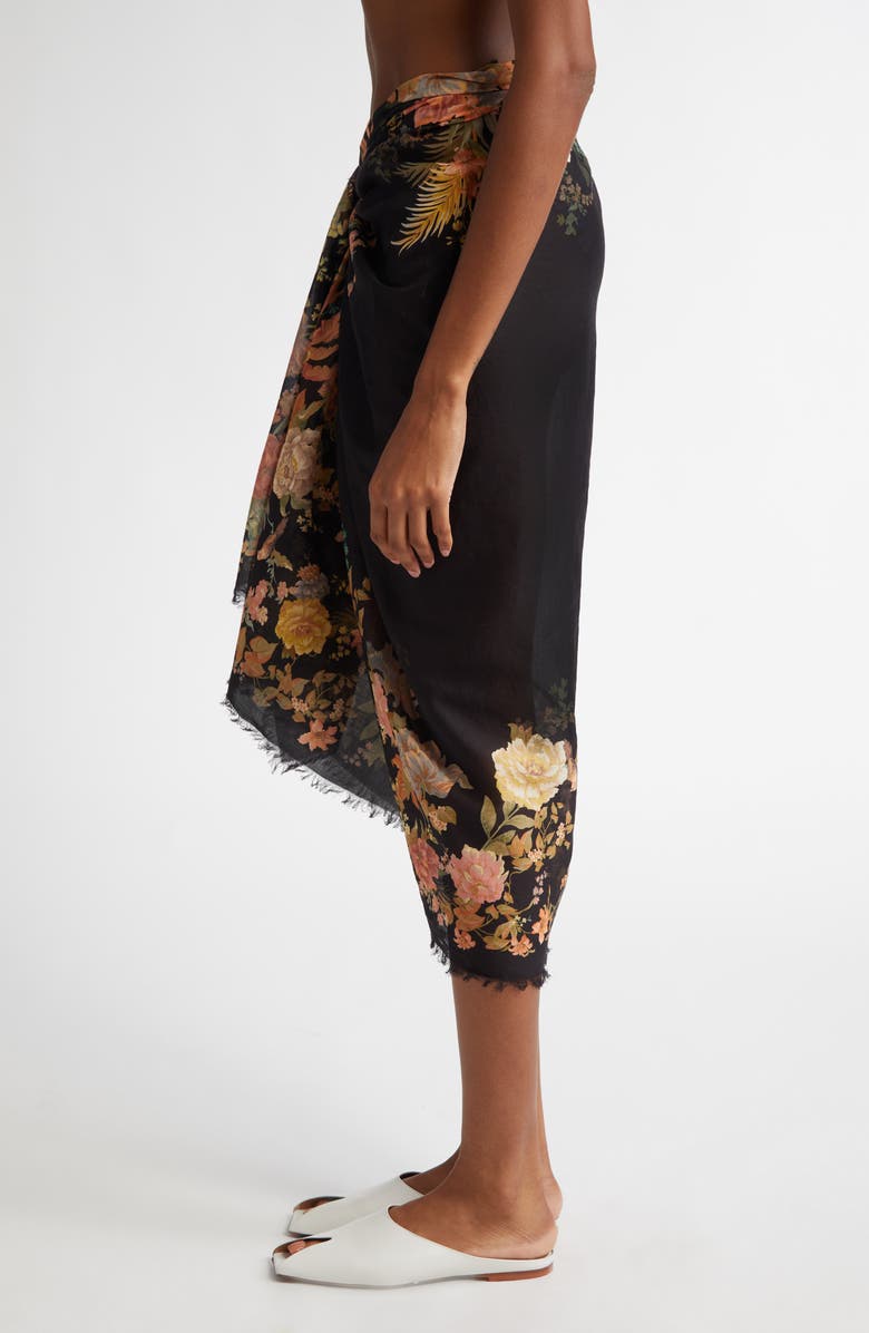 Zimmermann Floral Raw Hem Cotton Pareo, Alternate, color, 