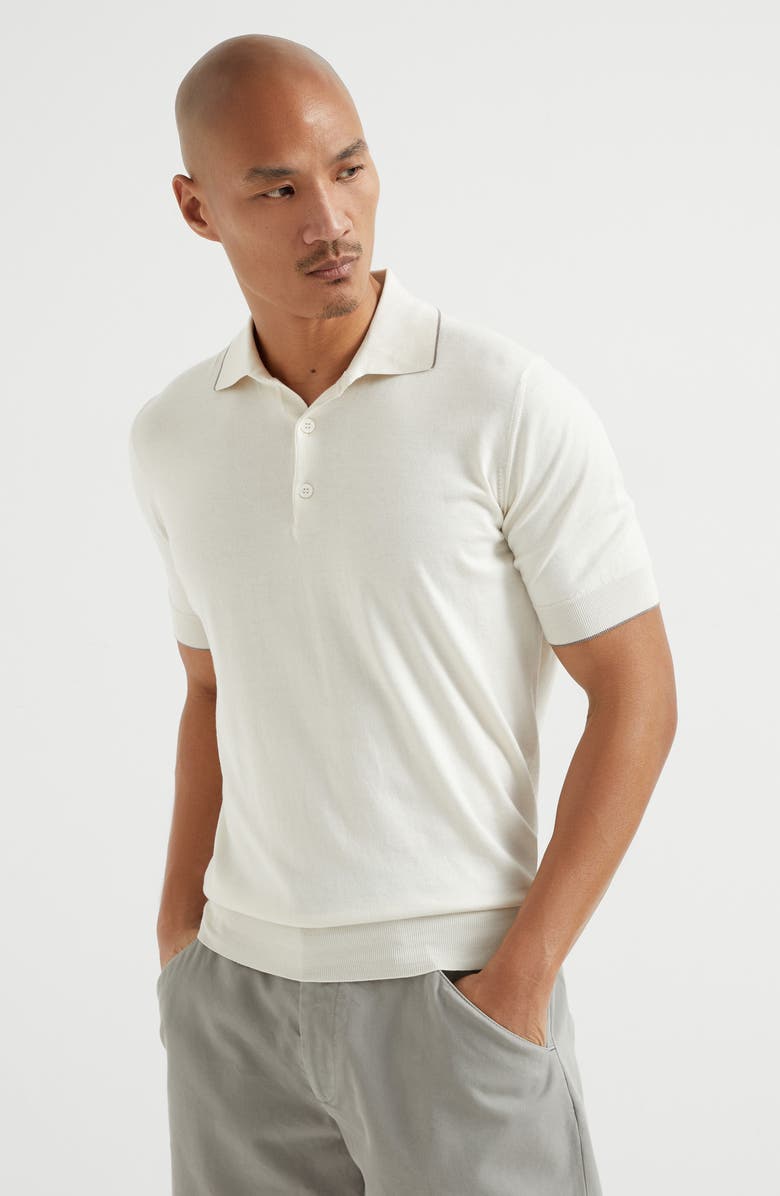 Brunello Cucinelli Lightweight knit Polo, Alternate, color, 