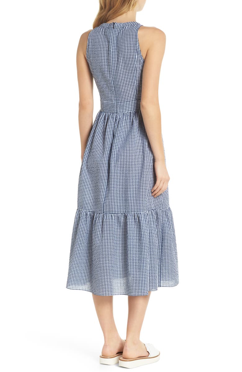 Gal Meets Glam Collection Ardith Gingham Fit & Flare Midi Dress, Alternate, color,