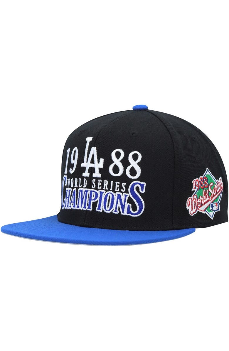 Mitchell & Ness Men's Mitchell & Ness Black Los Angeles Dodgers World Series Champs Snapback Hat, Main, color, 