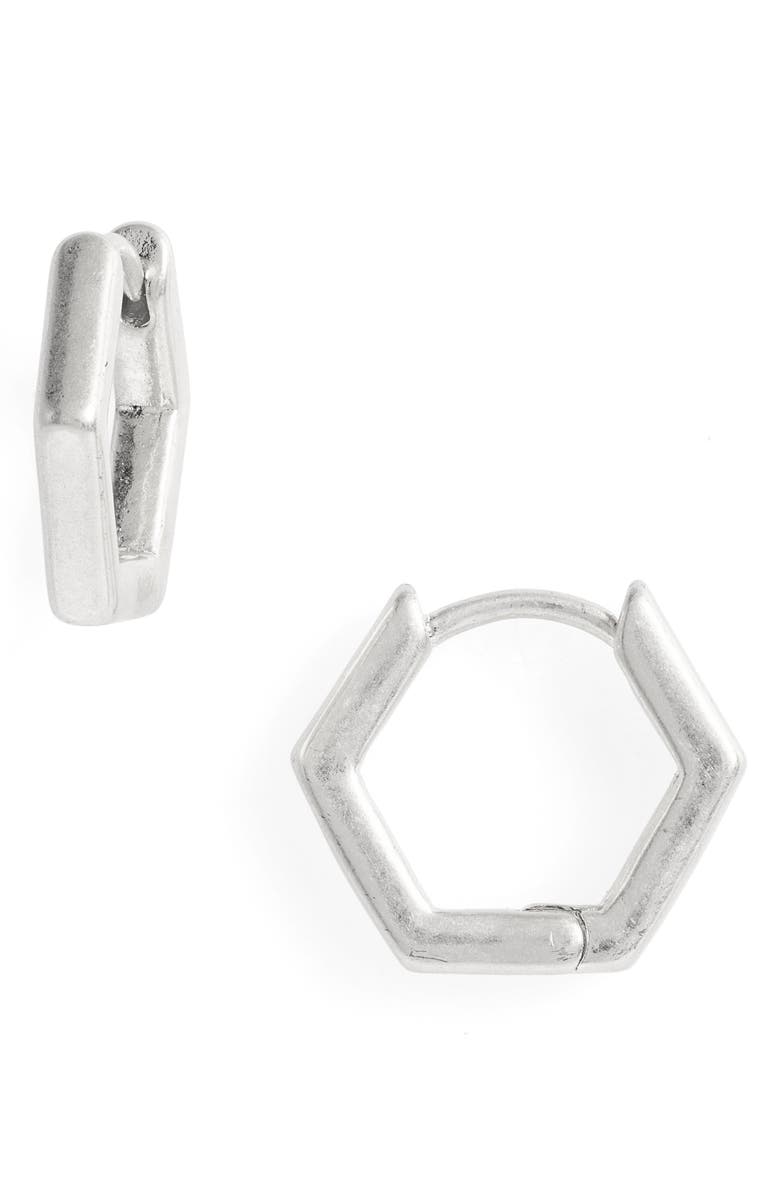 Madewell Hexagon Huggie Hoop Earrings, Main, color,