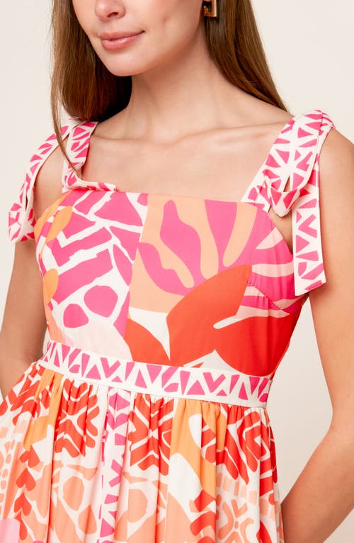 Flying Tomato Bold Print Maxi Dress In Pink/orange