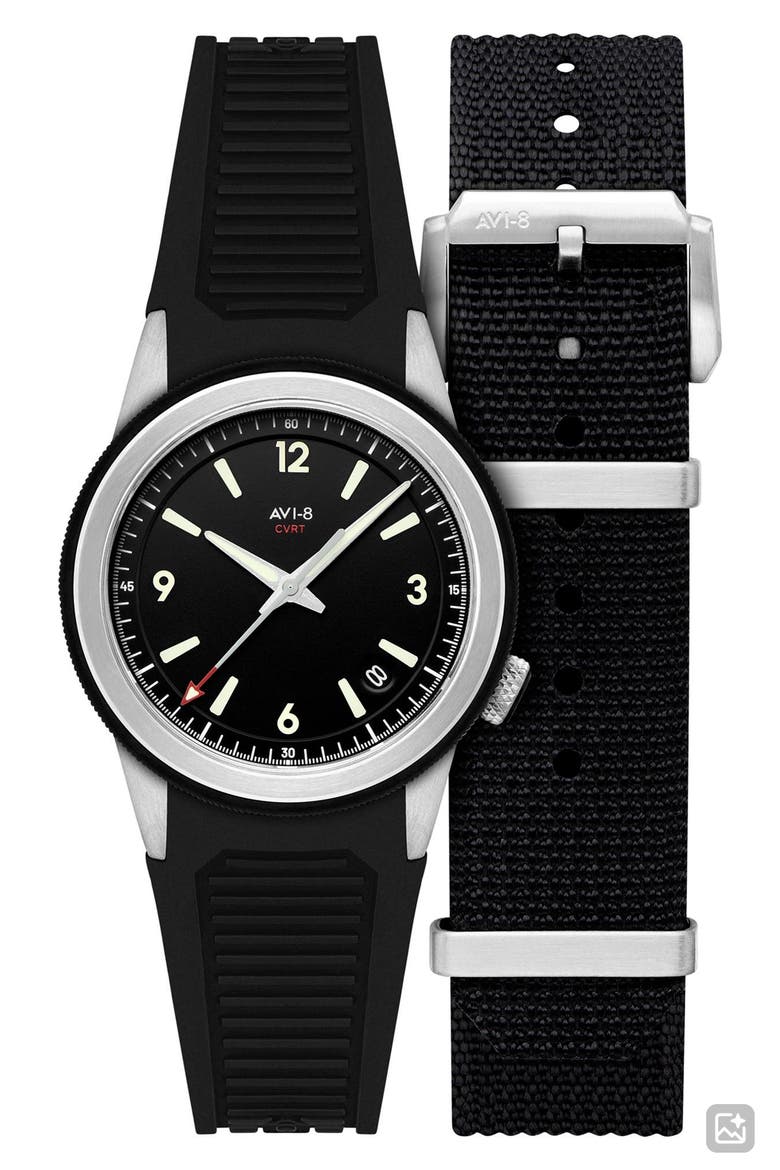 x Worn & Wound Creative Services CRVT 3775A Night Shadow Automatic Watch, 37.75mm, Main, color, BLACK