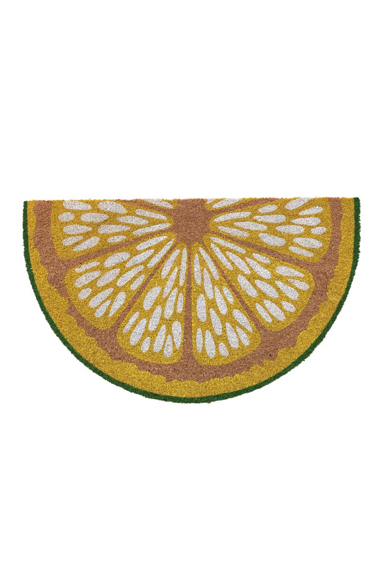 Storied Home Natural Coir Lemon Slice Shaped Doormat, Multicolor, Main, color, Yellow