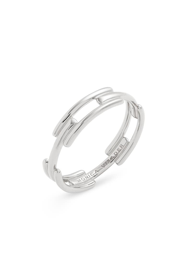 Signature Link Stacking Ring, Main, color, STERLING SILVER