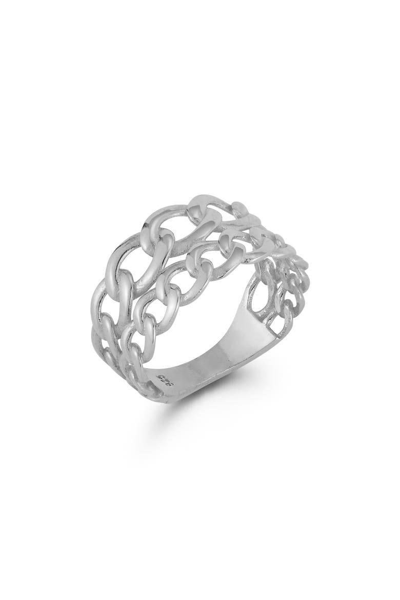 Sterling Silver Two Row Curb Link Ring, Alternate, color, SILVER